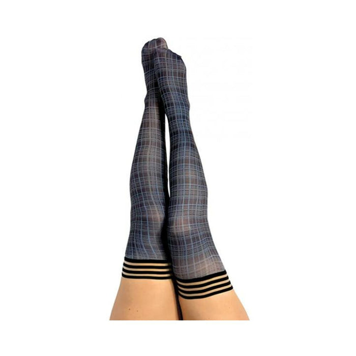Kixies Debbie Navy Plaid - Size D | cutebutkinky.com