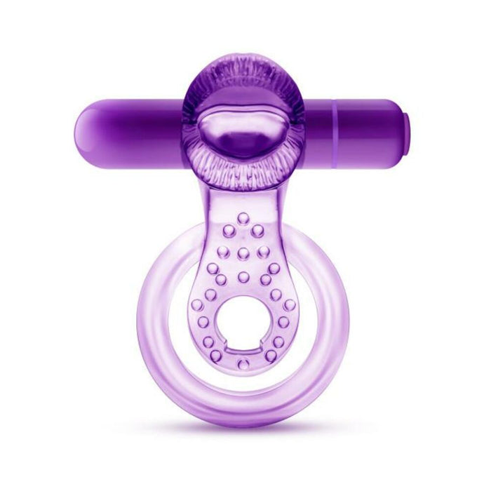 Lick It Vibrating Double Strap Cock Ring Purple | cutebutkinky.com