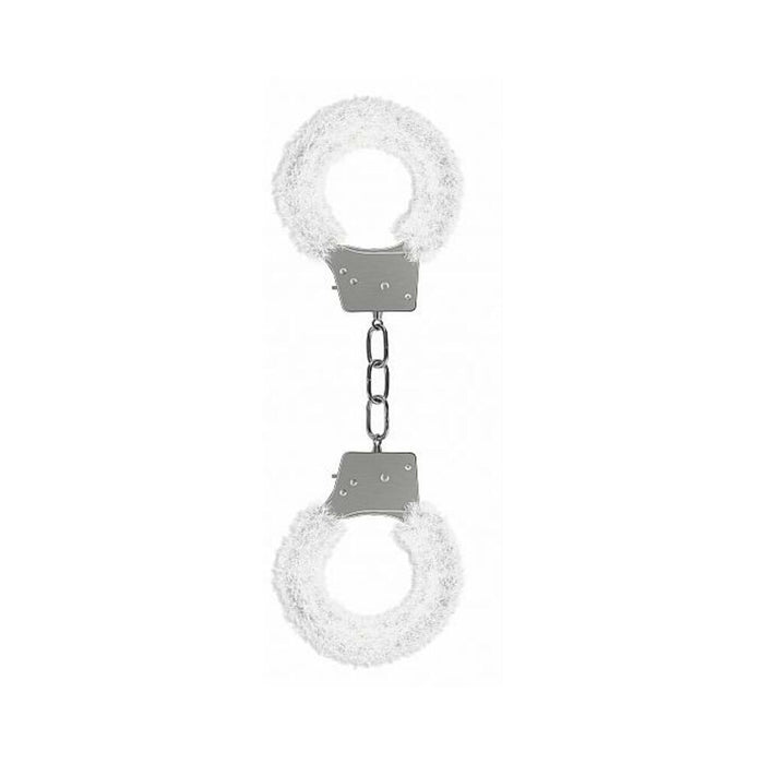 Ouch Beginner's Handcuffs Furry White | cutebutkinky.com