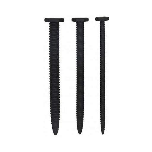 Shots Ouch Urethral Sounding Silicone Rugged Nail Plug Set - Black | cutebutkinky.com