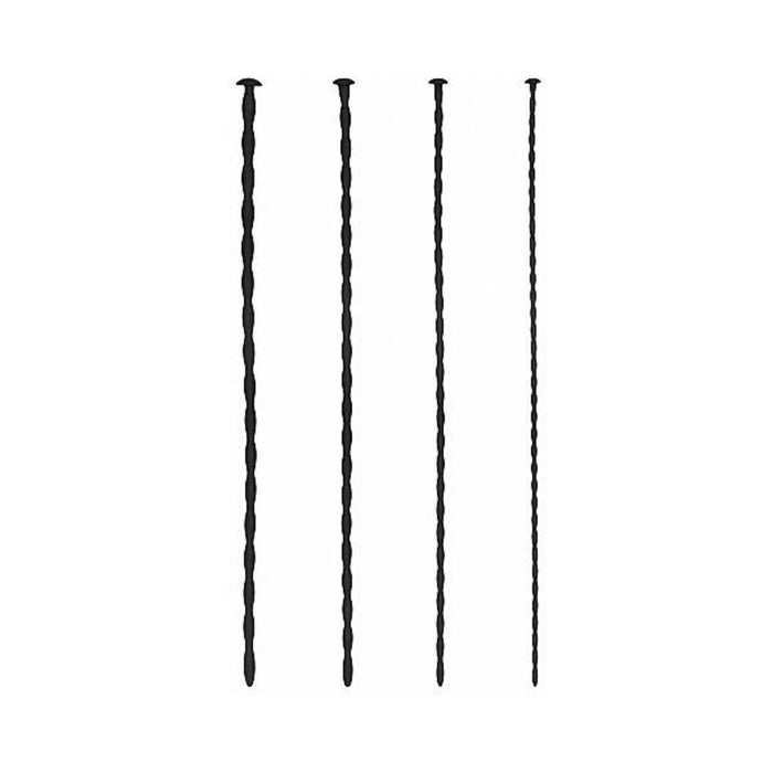 Shots Ouch Beginner Urethral Sounding Silicone Spiral Screw Plug Set - Black | cutebutkinky.com
