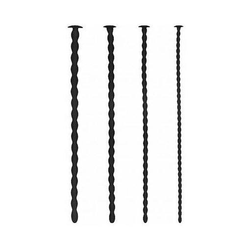 Shots Ouch Advanced Urethral Sounding Silicone Spiral Plug Set - Black | cutebutkinky.com