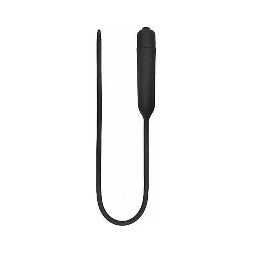 Silicone Vibrating Bullet Plug Extra Long - Urethral Sounding - Black | cutebutkinky.com