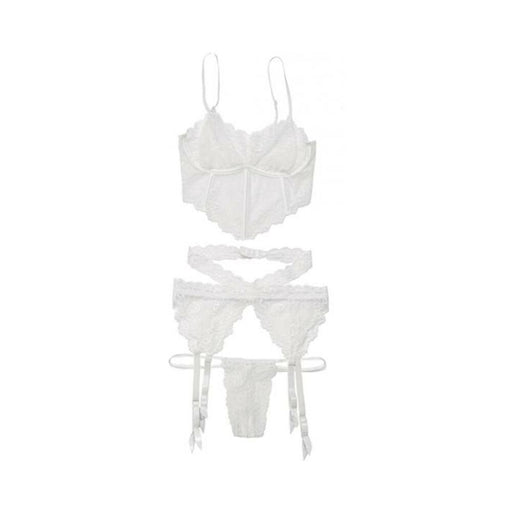 Bra, Garterbelt, And G-string White Os Hanging | cutebutkinky.com