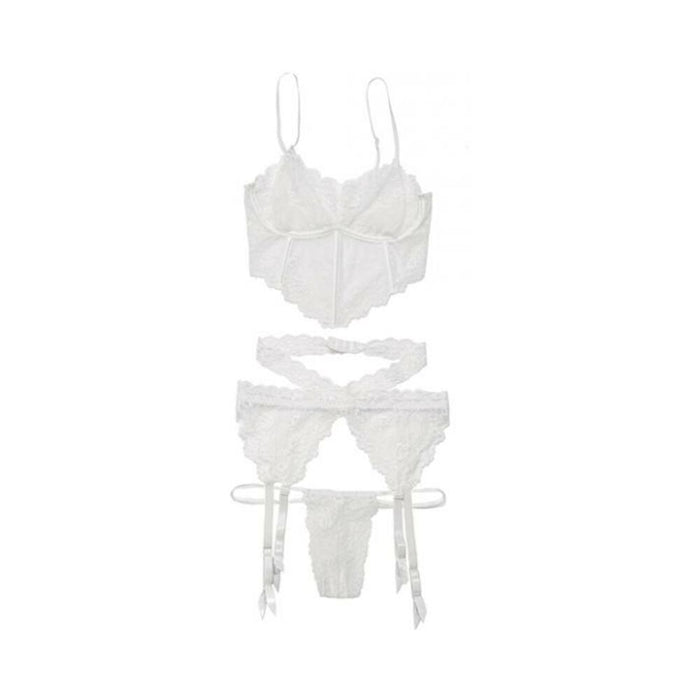 Bra, Garterbelt, And G-string White Os Hanging | cutebutkinky.com