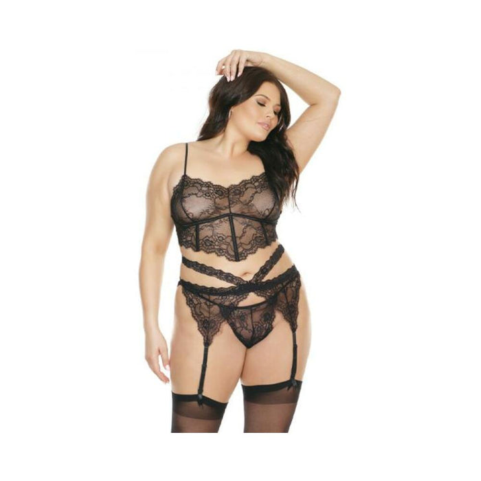 Diva Bra, Garterbelt, And G-string Black Os Xl Hanging | cutebutkinky.com