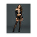 Dreamgirl Lace Patterned Knit Two-piece Garter Set With Attached Garters And Stockings Black Os | cutebutkinky.com