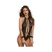 Dreamgirl Stretch Mesh Teddy With Faux Leather Studded Trims Black Os | cutebutkinky.com