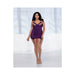 Dreamgirl Microfiber And Mesh Garter Slip With Underwire Shelf Bra Plum Queen | cutebutkinky.com
