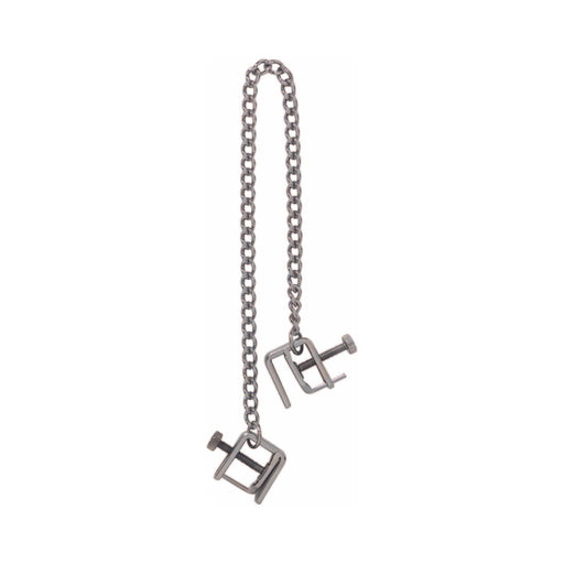 Spartacus Adjustable Nipple Clamps With Curbed Chain | cutebutkinky.com