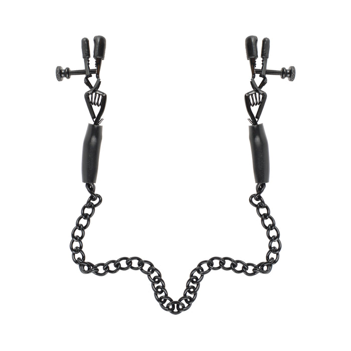 Fetish Fantasy Adjustable Nipple Chain Clamps Black | cutebutkinky.com