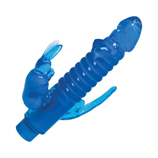 Ribbed Bunny Vibrator With Anal Tickler (blue) | cutebutkinky.com