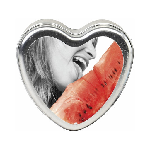Earthly Body Edible Massage Candle Watermelon 4oz Heart Tin | cutebutkinky.com
