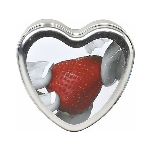 Earthly Body Edible Massage Candle Strawberry 4oz Heart Tin | cutebutkinky.com