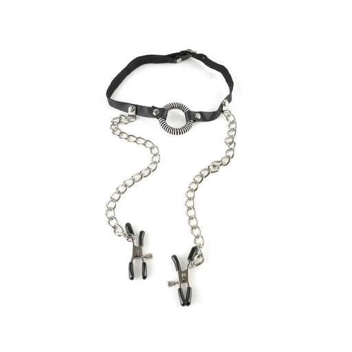 Fetish Fantasy O-Ring Gag With Nipple Clamps | cutebutkinky.com