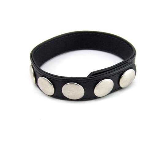 M2M Cock Ring Sewn Leather 5 Snaps Black | cutebutkinky.com