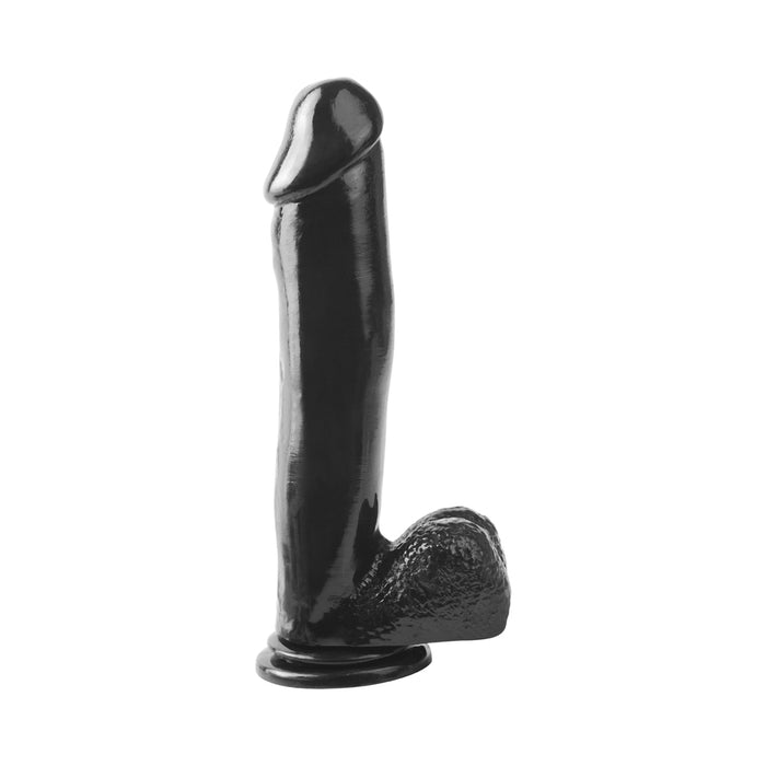 Basix Rubber 12 Inch Dong With Suction Cup Black | cutebutkinky.com