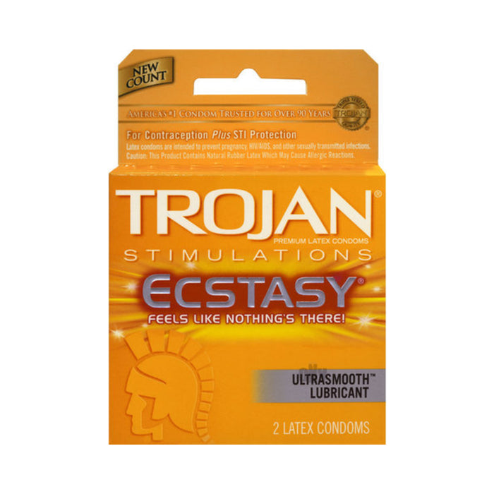 Trojan Ultra Ribbed Ecstasy Lubricated Condoms 2 Pack