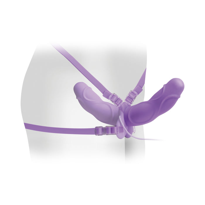 Elite Vibrating Double Delight Strap On 10 Inches - Purple | cutebutkinky.com