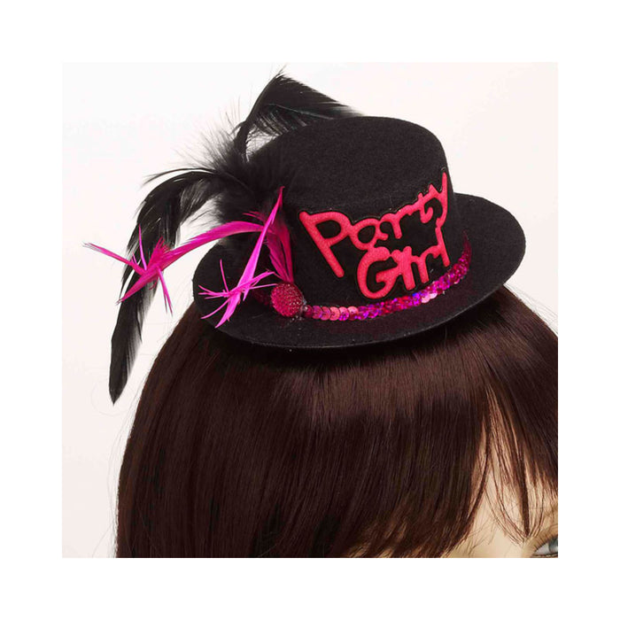 Party Girl Mini Hat Hair Clip-blk | cutebutkinky.com