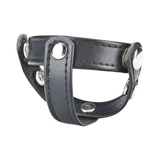 C & B Gear T-Style Cock Ring with Ball Divider Black | cutebutkinky.com