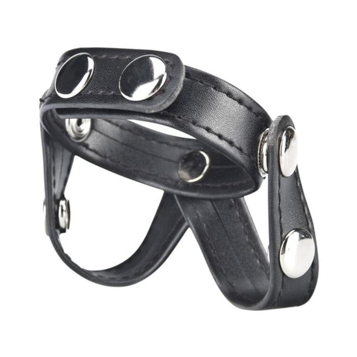 C & B Gear V-Style Cock Ring with Ball Divider Black | cutebutkinky.com
