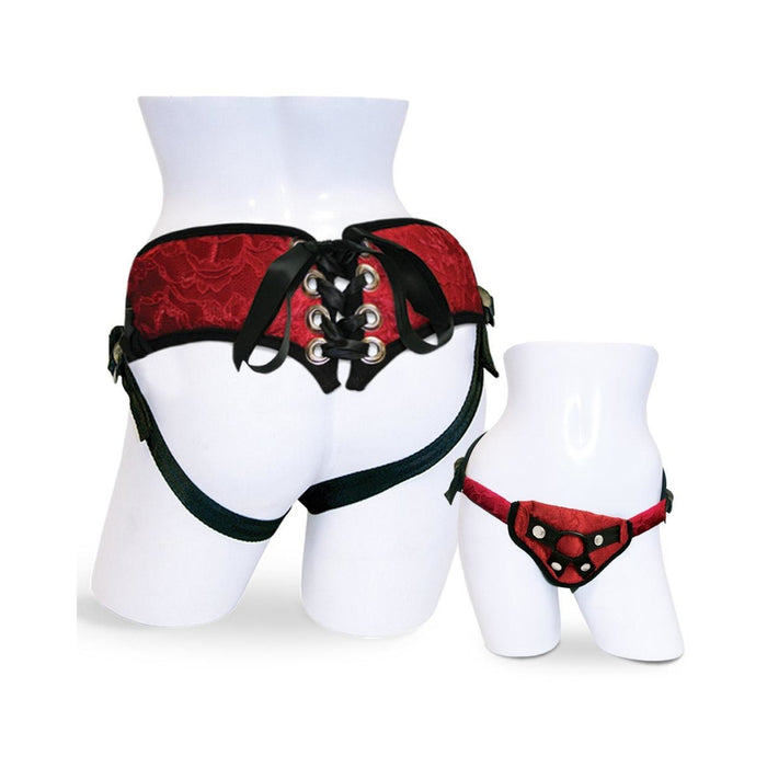 Sportsheets Red Lace Corsette Strap On | cutebutkinky.com
