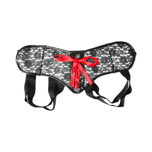 Sportsheets Plus Size Gray & Black Lace Corsette Strap On | cutebutkinky.com