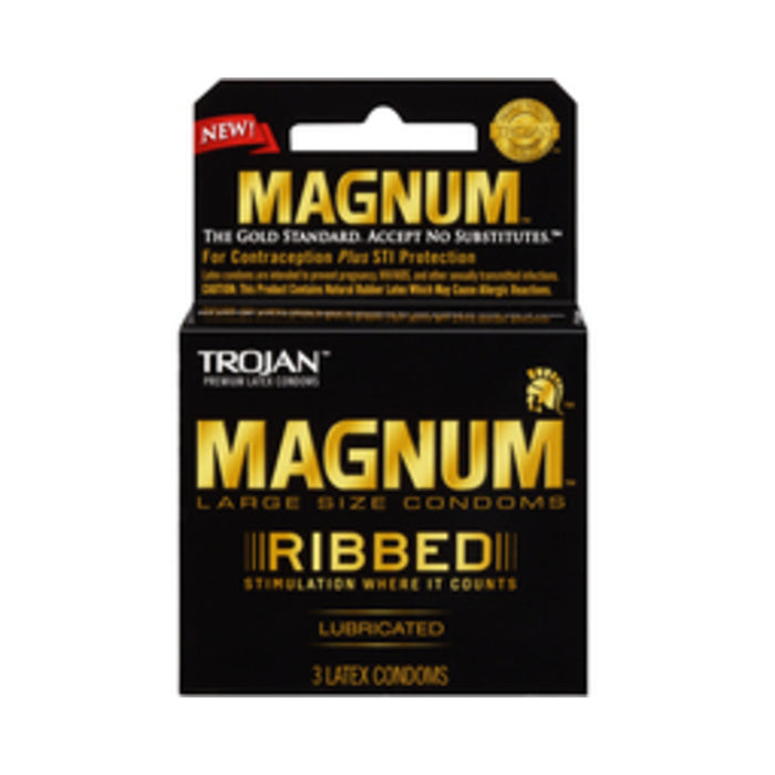 Trojan Magnum Ribbed Latex Condoms 3 Pack