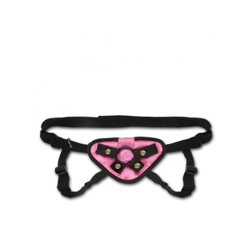 Lux Fetish Velvet Strap On Harness Pink O/S | cutebutkinky.com