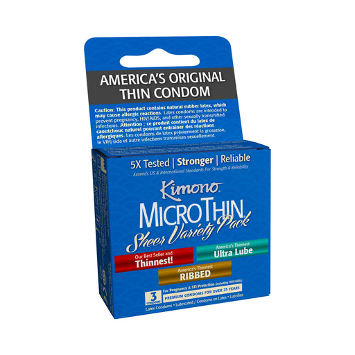 Kimono Microthin Sheer Variety Pack 3 Condoms | cutebutkinky.com