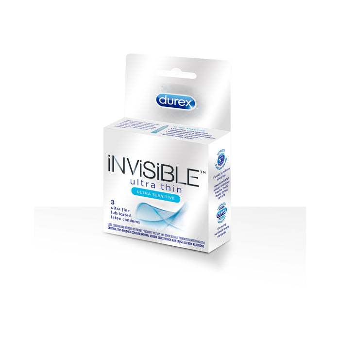 Durex Invisible Ultra Thin Ultra Sensitive Latex Condoms 3pk | cutebutkinky.com