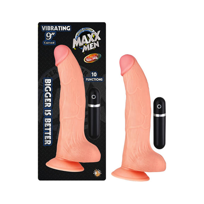 Maxx Men Vibrating 9 inches Curved Dong Beige | cutebutkinky.com