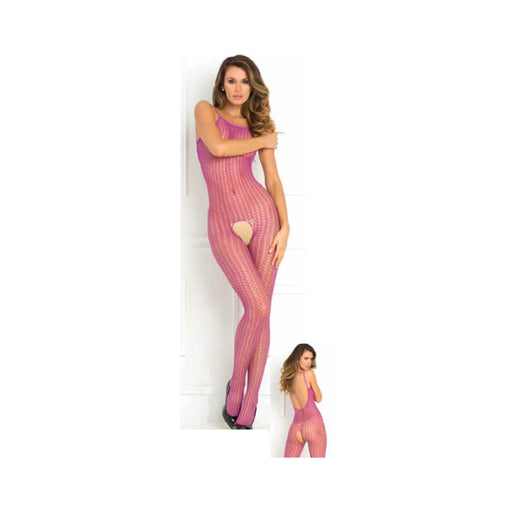 Quarter Crochet Net Bodystocking Purple O/S | cutebutkinky.com