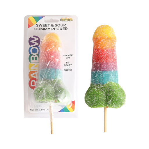 Sweet & Sour Jumbo Rainbow Gummy Cock Pop | cutebutkinky.com