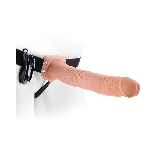 Fetish Fantasy 11 inches Vibrating Hollow Strap On Beige | cutebutkinky.com