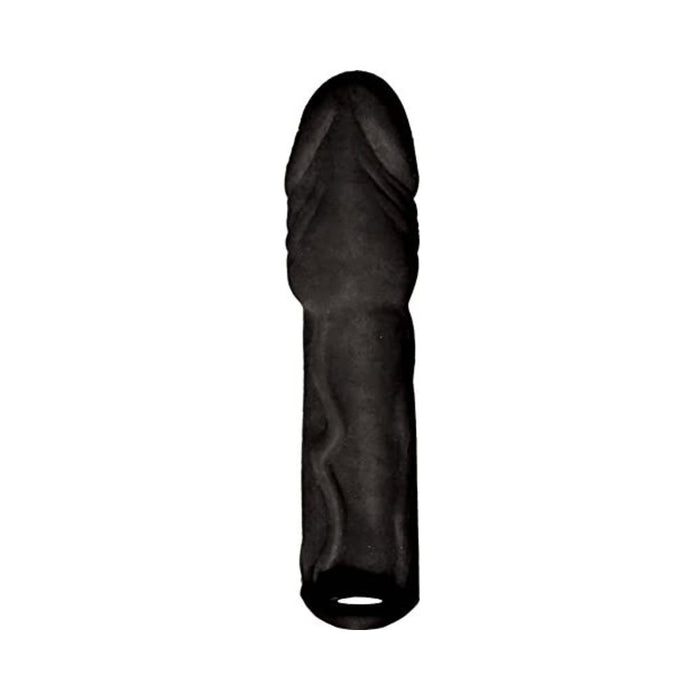 Skinsations Black Diamond Series Husky Lover Extension Sleeve With Power Bullet & Scrotum Strap 7in | cutebutkinky.com