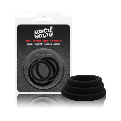 Rock Solid Tri-Pack Silicone Gasket Cock Rings Black | cutebutkinky.com
