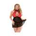 Curve Valentina Halter Keyhole Front Babydoll & Matching Panty Red/black 3x/4x | cutebutkinky.com