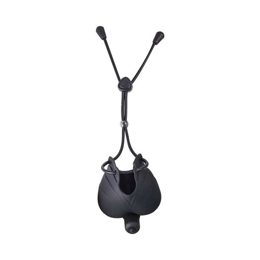 My Cock Ring Vibrating Scrotum Pouch & Cinch With Bullet Silicone Waterproof Black | cutebutkinky.com