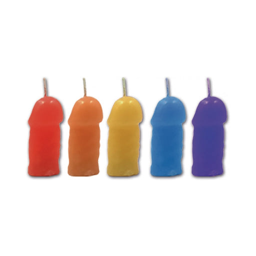 Rainbow Pecker Party Candles 5 Pack Assorted Colors | cutebutkinky.com