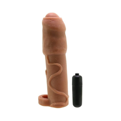 Natural Realskin Uncircumcised Xtender Removable Bullet Waterproof Brown | cutebutkinky.com