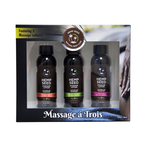 Earthly Body Gift Set Massage A Trois Includes: 2oz Isle Of You Massage Lotion, 2oz Skinny Dip Massa | cutebutkinky.com