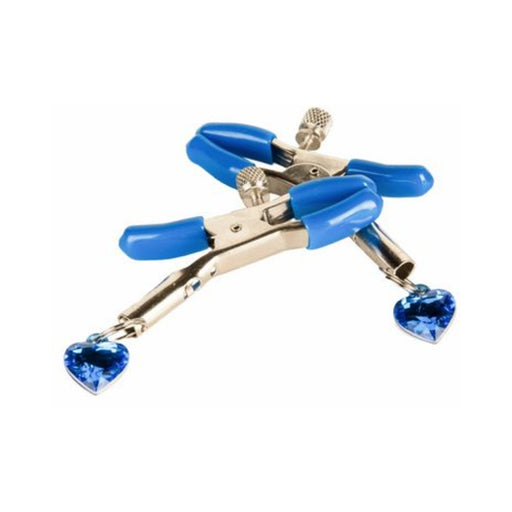 I'll Never Let Go Nipple Clamps Heart Charms Blue | cutebutkinky.com