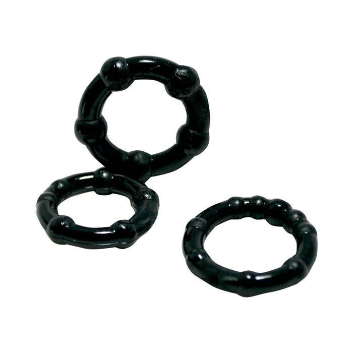 Shibari Triton Enhancement Pleasure Rings With Knubbs 3pk Black | cutebutkinky.com