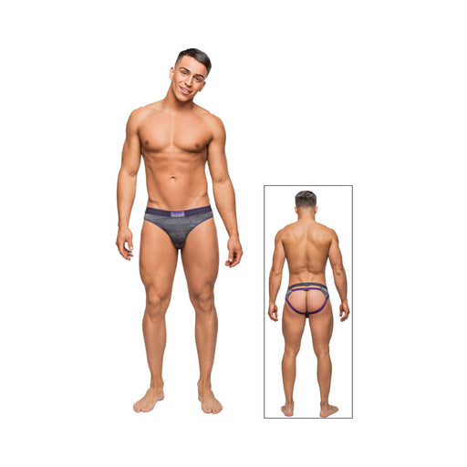 Male Power Heather Haze Cutout Thong Grey Lx | cutebutkinky.com