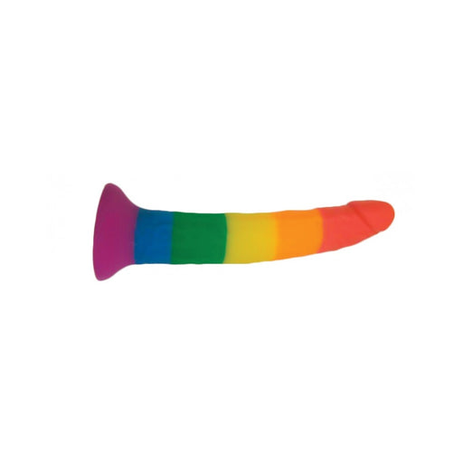 Rainbow Power Drive 7 Inch Strap On Dildo With Harness Silicone | cutebutkinky.com