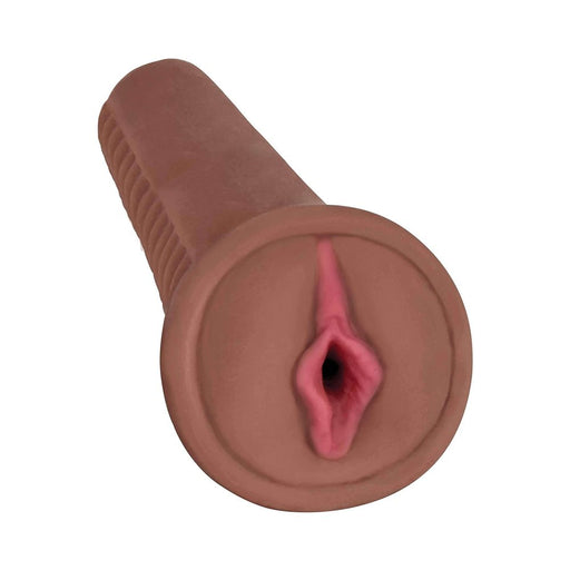 Mistress Bioskin Vibrating Stroker With Pubic Bone 1 Speed Bullet Angel Chocolate | cutebutkinky.com