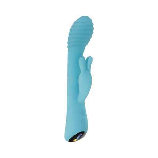 Evolved Aqua Bunny 9 Shaft Function 9 Clit Stim Functions Rechargeable Silicone Waterproof Teal | cutebutkinky.com