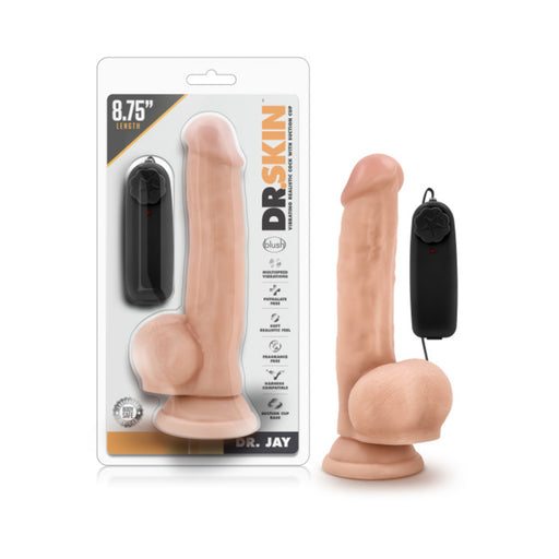Dr. Skin - Dr. Jay - 8.75in Vibrating Cock With Suction Cup - Vanilla | cutebutkinky.com